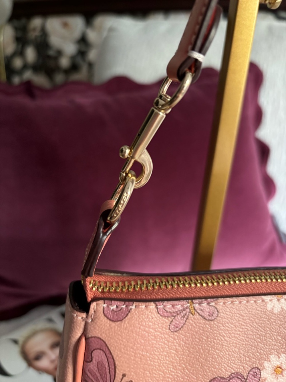 SOLD- Coach Nolita 19 Butterfly Print Shell Pink Multi Wristlet Shoulder Bag - Picture 6 of 6